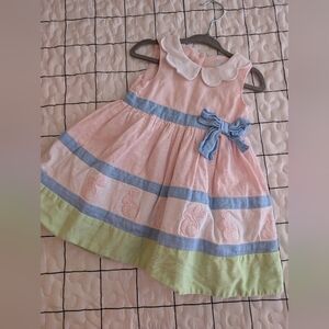 Gymboree Pink and Blue Dress with Bunny Accents